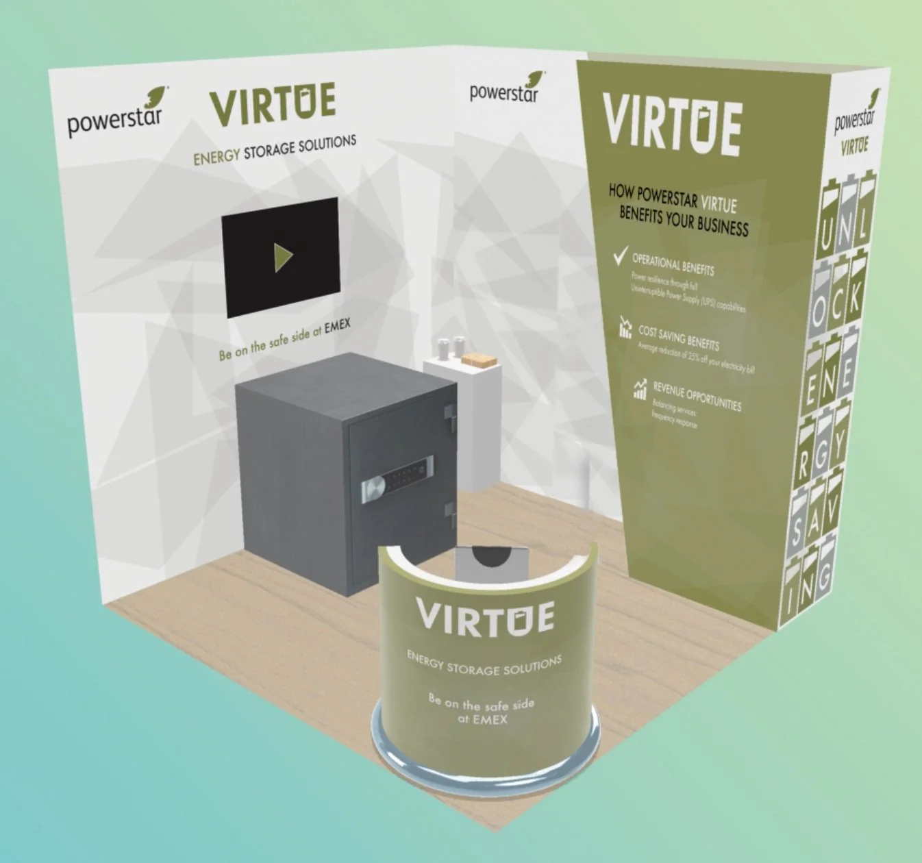 Virtue Energy Storage Solutions Digital Mock Up of Exhibition Stand