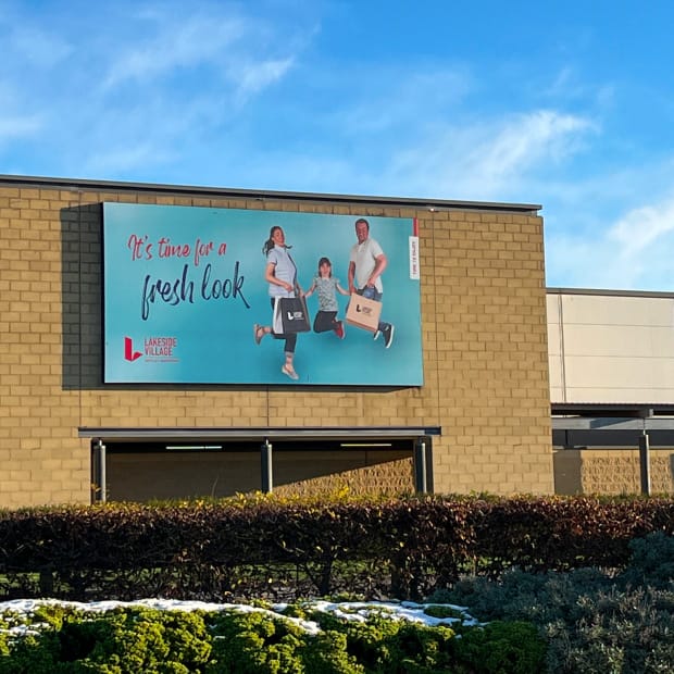 Lakeside Village billboard.