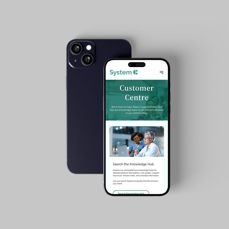 System C customer centre website page on mobile phone.