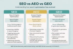 Seo, AEO and GEO Infographic